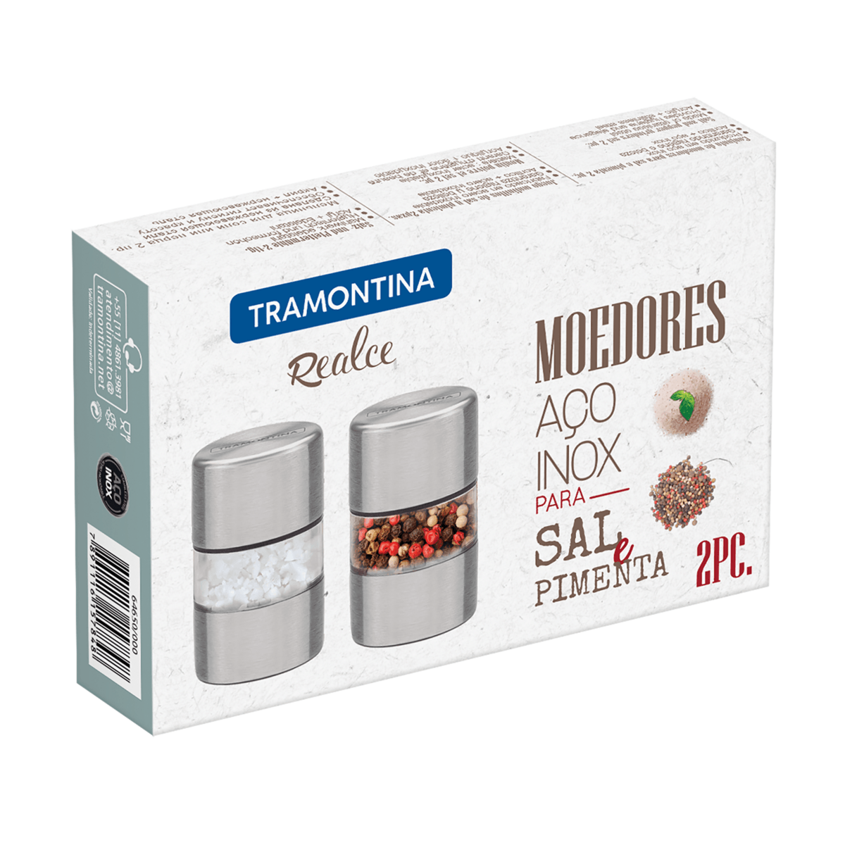 Molinillo de sal y pimienta Realce de acero inoxidable y acrílico con  molino de cerámica Tramontina - Tramontina Store